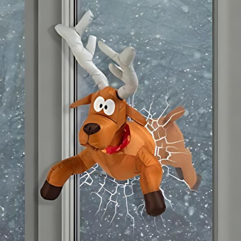 JollieCrash™ – Julemand og Rensdyr Vindues-Crash Dekoration