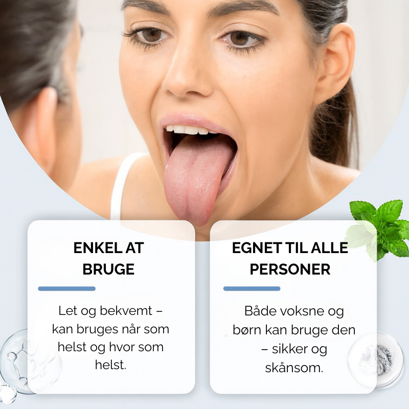 OralMint™ | Sig farvel til belægninger på tungen, dårlig ånde og bakterier.