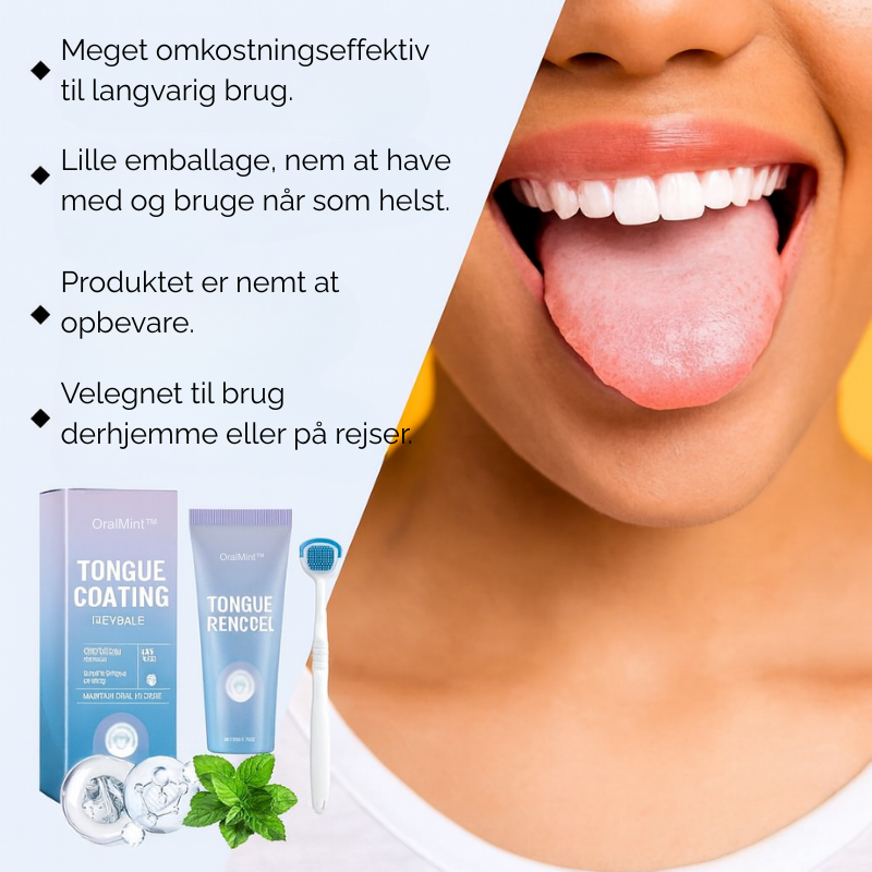 OralMint™ | Sig farvel til belægninger på tungen, dårlig ånde og bakterier.