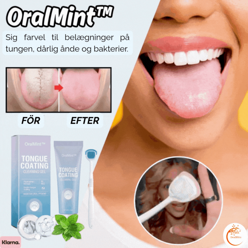 OralMint™ | Sig farvel til belægninger på tungen, dårlig ånde og bakterier.