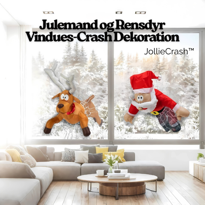 JollieCrash™ – Julemand og Rensdyr Vindues-Crash Dekoration